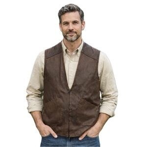 Cooper Outerwear, Genuine Leather Classic Utility Vest Full Zip, Size L